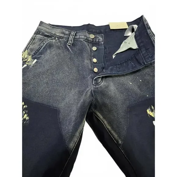 MNML G30 Jeans 30 NWT Paint Splatter Patch Knee Frayed Hem